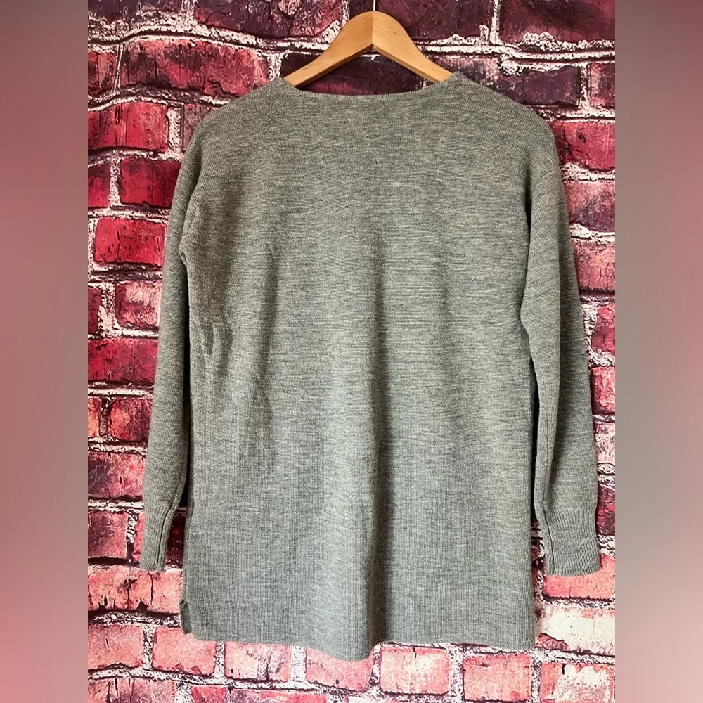J.Crew Heather Gray 100% Merino Wool Tunic Pocket Knit Pullover Sweater XXS